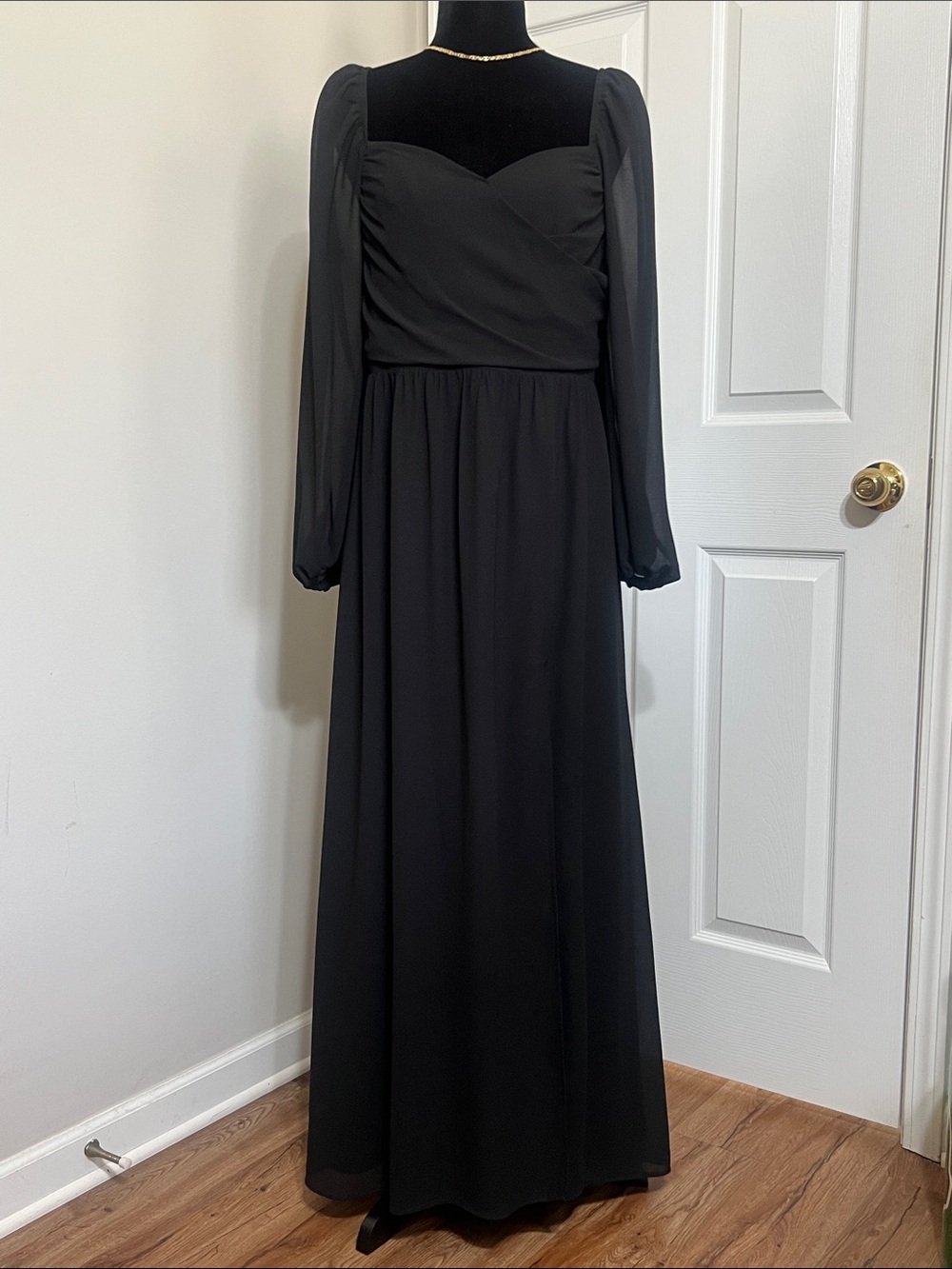 SHEIN Black Long Sleeve Maxi Dress with Sweetheart Bodice